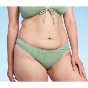 Shade & Shore Green‎ Metallic Cheeky Bikini Bottoms - Size XL